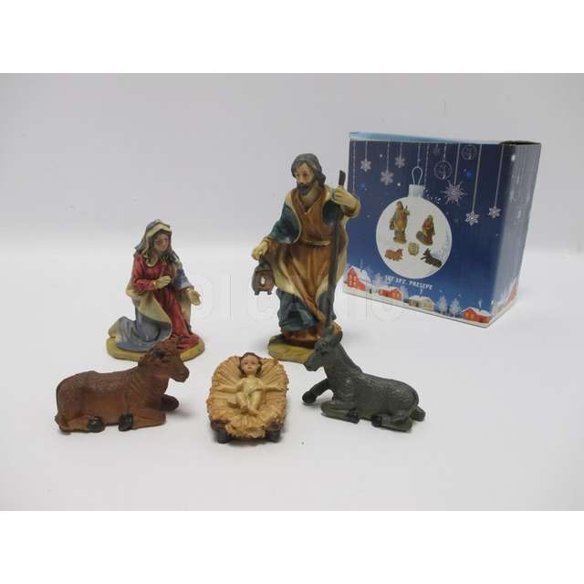 Set 5pz. soggetti presepe veste anticata h.11/15,5cm. creare. - Principale