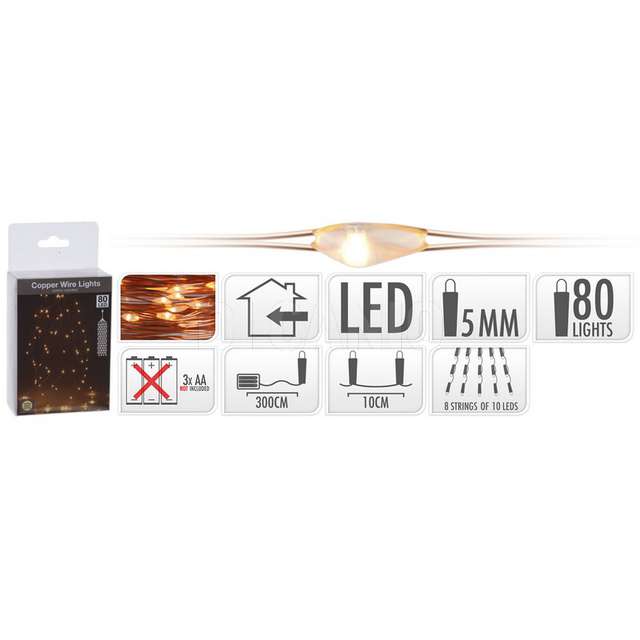 Casc rame 80led extra caldo batteria - Principale