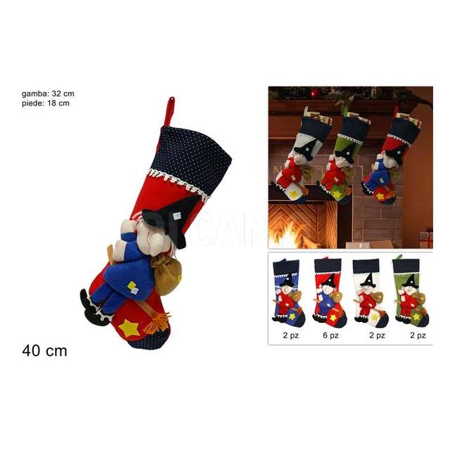 Calza c/befana 40 cm. 4 col. - Principale
