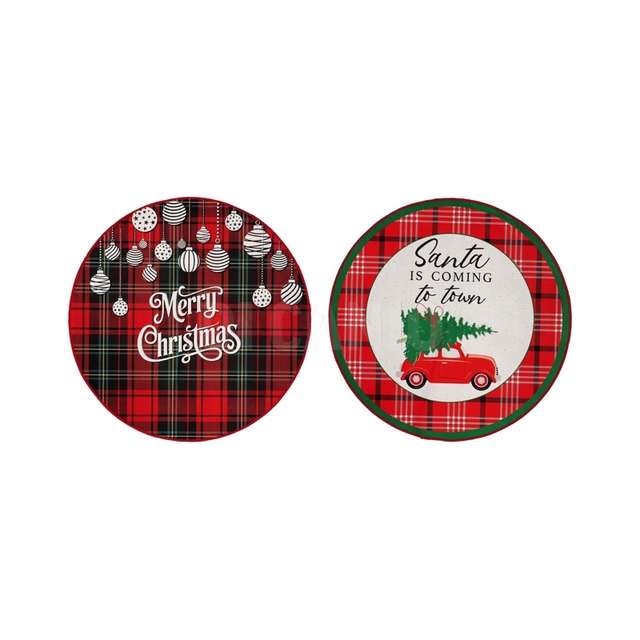 Tappeto tondo tessuto natale 2 assortiti diam,80 - Principale