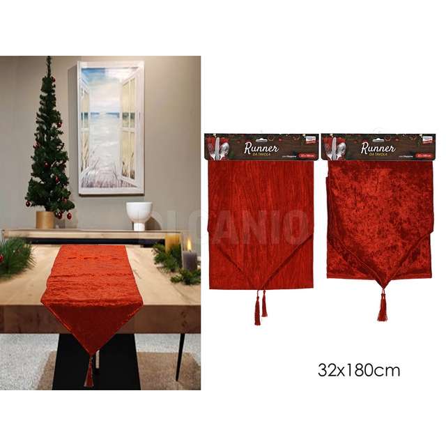 Runner velluto 32x180cm rosso 2ass - Principale