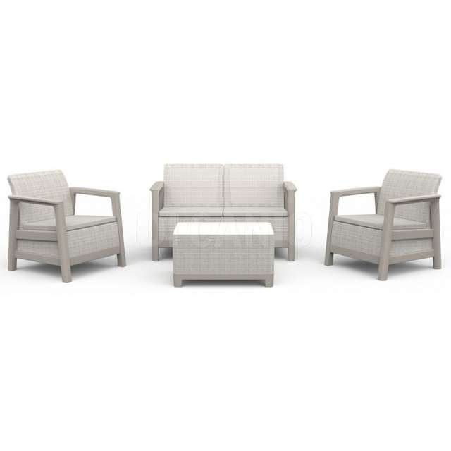 Set 2 poltrone divano + tavolino contenitore scandi linea lounge beige - Principale