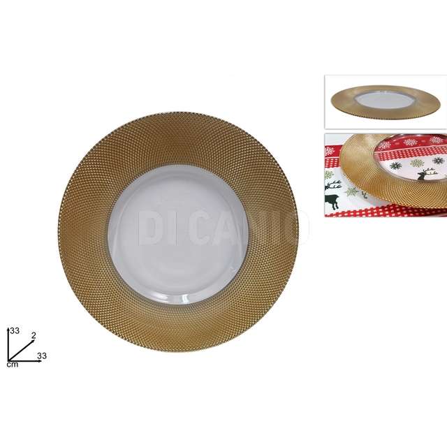Piatto vetro cm. 33 oro - Principale