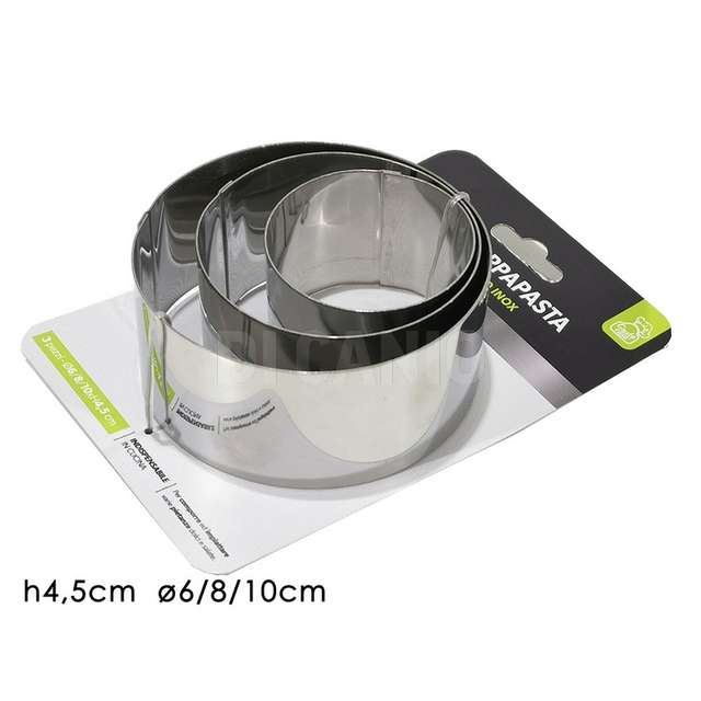 Set 3 coppapasta tonde 6 8 10 cm acciaio - Principale