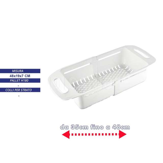 Cesto per lavello telescopico bianco cm.48x19x7 - Principale