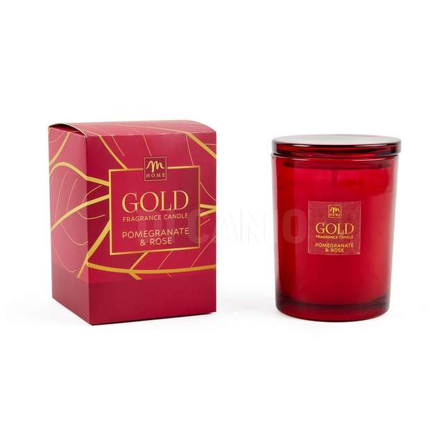 Candela pomegranate rose in cera e vetro 400gr. 10.4x10.4xh.14.2 cm - Principale