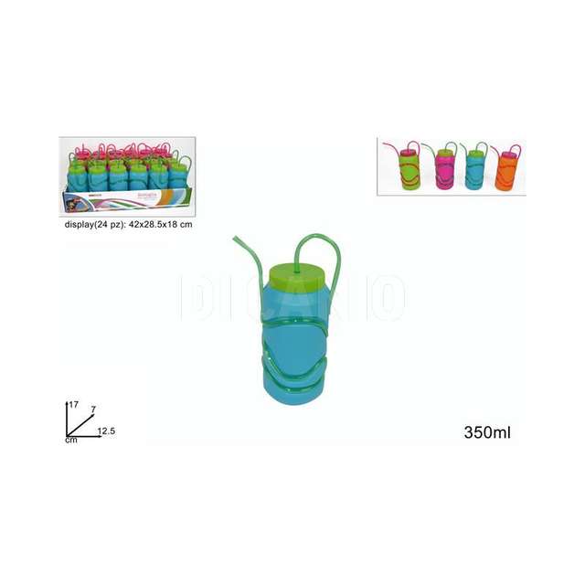 Bottiglietta con cannuccia 350ml colori assortiti - Principale