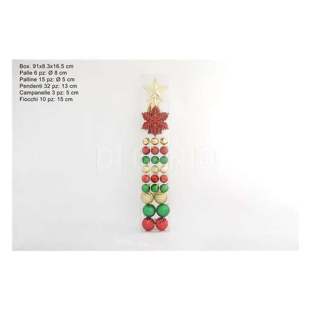 Set decorazione albero 67pz rosso oro verde b-884533 red e gold e green - Principale