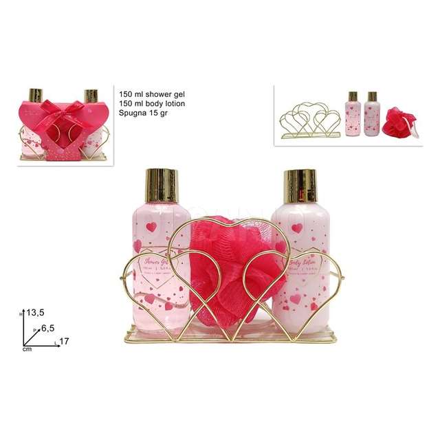 Confezione regalo cuore set da bagno 3 pz rossa - Principale