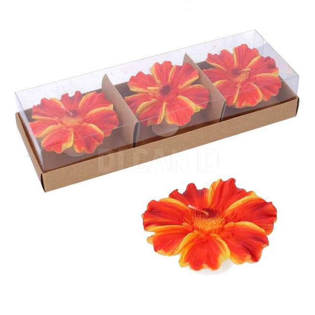 Candela paraffina confezione 3 pezzi fio re arancione cm25,5x8,5h4,5 - Principale