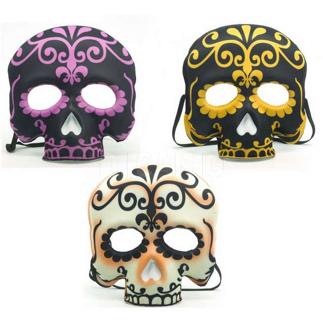 Maschera teschiom mezzo viso decorata col.ass. fiori paolo - Principale
