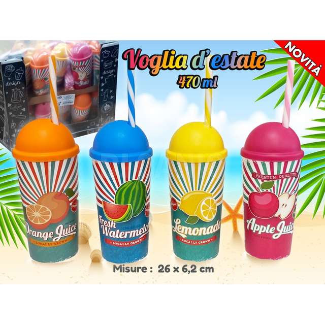 Bicchiere con cannuccia 470 ml cm.26x6.2 - Principale