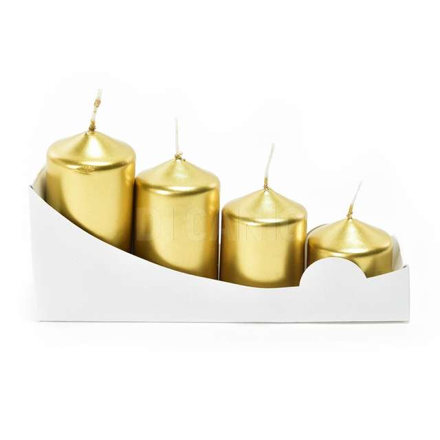 Set 4 candele pillar oro in cera d.3.9x4/5.5/7/8cm i - Principale