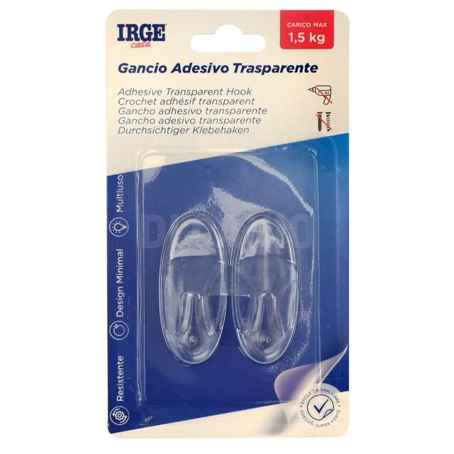 Ganci adesivi trasparenti 2pz ovali - Principale