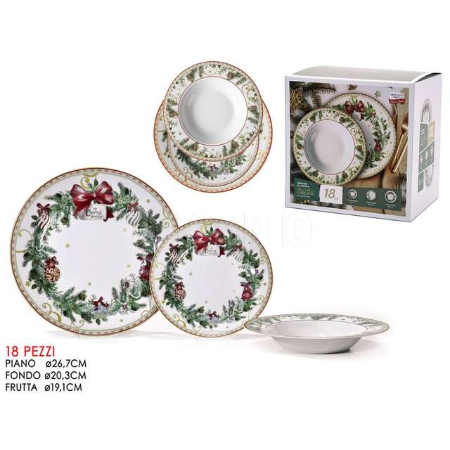 Serv.tav.18pz red ribbon garland porcellana - Principale