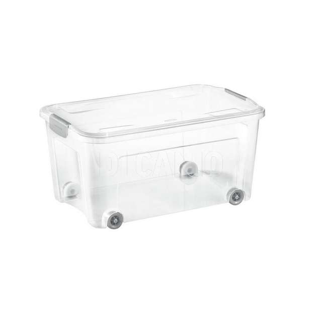 Combi box 43l+copercchio clips e ruote 59.3x38x29 trasparente oce tontarelli - Principale