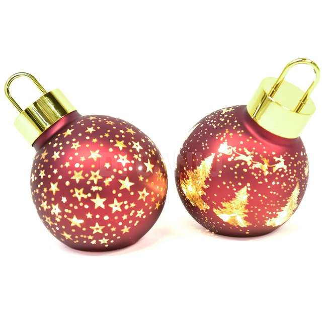 Palla di natale in vetro con luci 18x12xh.14,5cm ass. in scatola regalo - Principale