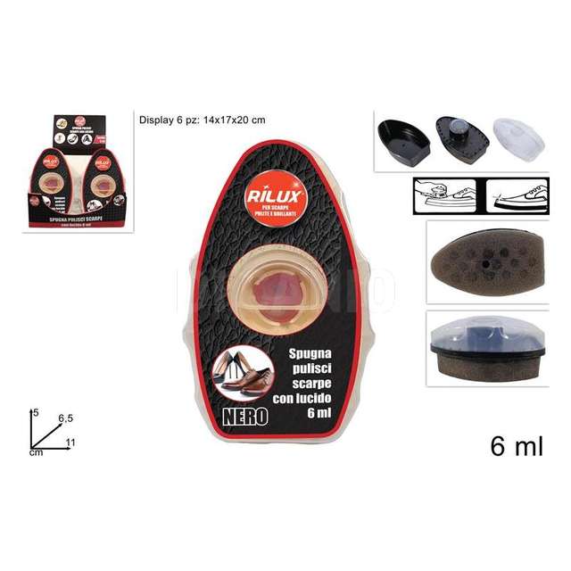 Pulisci scarpe spugna con lucido 6 ml nero - Principale