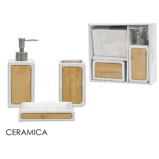 Set 3 pz bagno con bamboo bianco - Principale