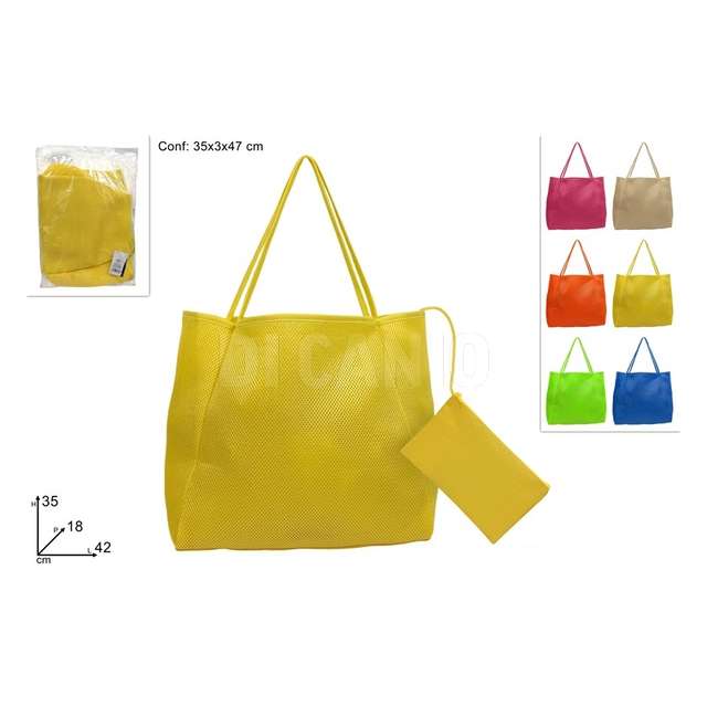 Borsa mare con bustina beauty 6colori assortiti - Principale