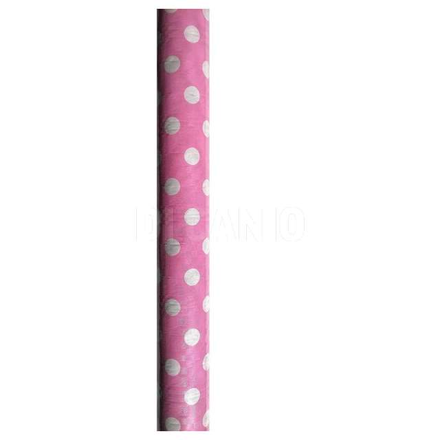 Tovaglia carta damascata mt.7x1.20 rosa_pois bianchi orema - Principale