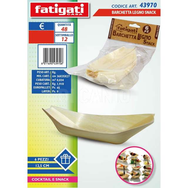 Barchetta legno snack 12,5cm 6pz - Principale