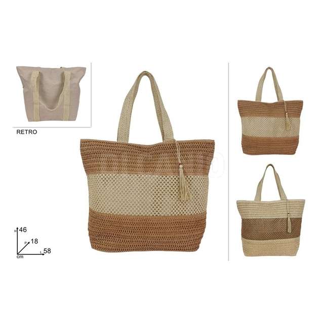 Borsa mare 58x46cm juta con manico in paglia 2 colori - Principale