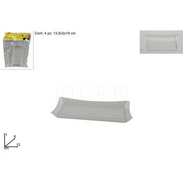 Vassoio in plast.trasp.set 4pz 12x6x1cm - Principale