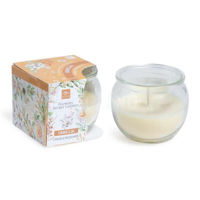 Candela in vetro alla vaniglia in cera e vetro 70 g cm.7.2x7.2x6.2 - Principale