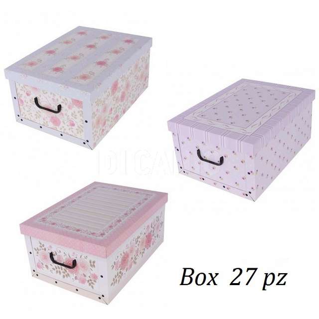 Scatola cartone c_coperchio montato 52x40x25 ass. decoro provenzale miss.space - Principale