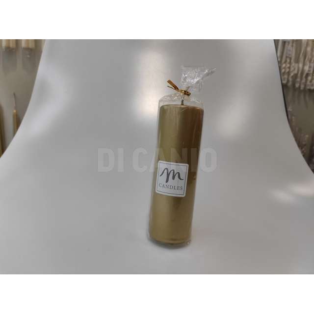 Candela pillar lucid h. cm 15x dm. 5 colore oro espositore bianco - Principale