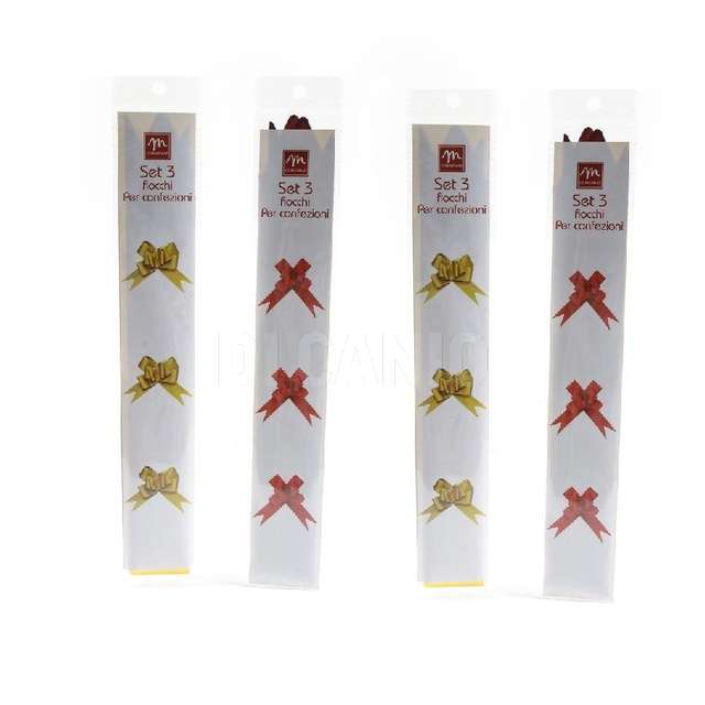 Set 3 coccarde fiocco 4.5x68cm assortite confezione appenderia - Principale