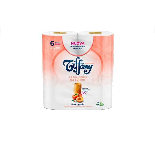 Tiffany igienica 6 rotoli 2 veli animacolorata e profumata al pesco - Principale