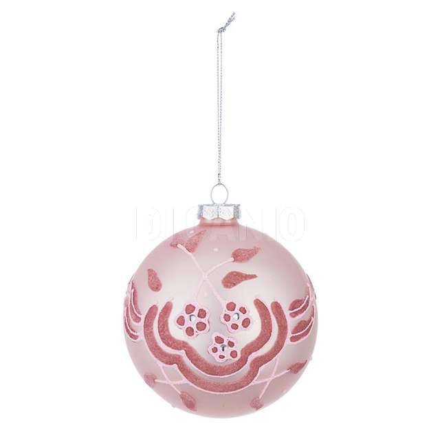 Sfera in vetro fiorellino rosa d100 - Principale