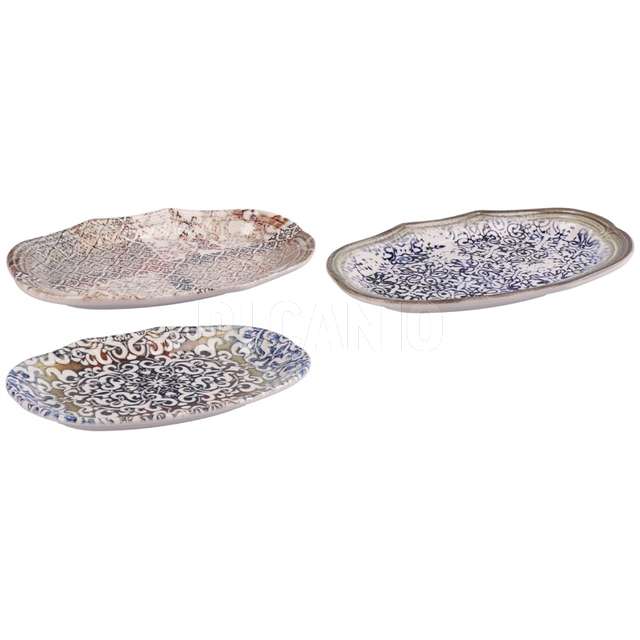 Vassoio ovale ceramica 3 colori cm.21x14x2 - Principale