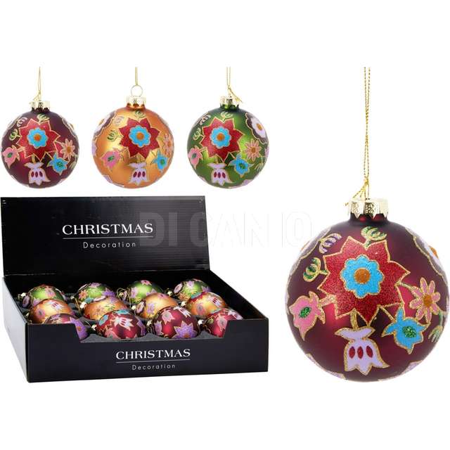 Sfera vetro 8cm fiori 3ass - Principale