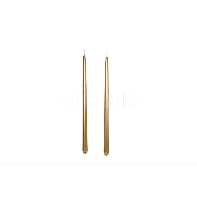Coppia candele a stelo lucid h. cm 35 colore oro - Principale