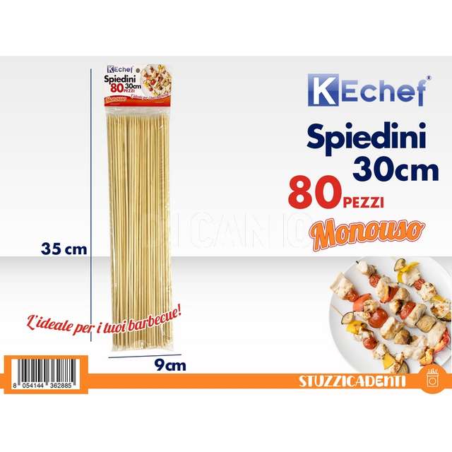 Spiedini legno 80 pz cm.30 - Principale