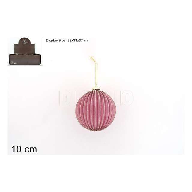 Palla vetro 10cm bordeaux con righeglitt oro ks21-due-54 ball - Principale