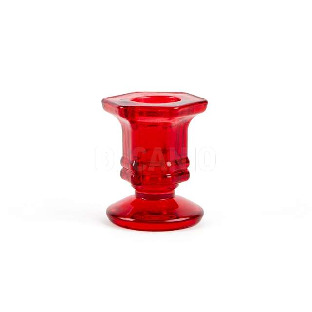 Portacandela stelo rossa in cera e vetro d.5xh.6 cm - Principale