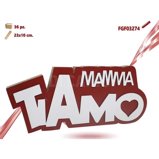 Scritta legno mamma ti amo cm.23x10 - Principale