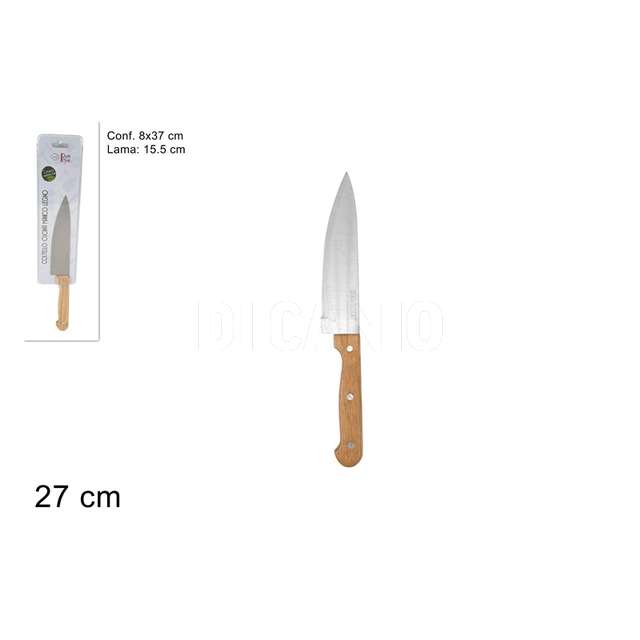 Coltello lama liscia cm15.5 manico legno blister - Principale