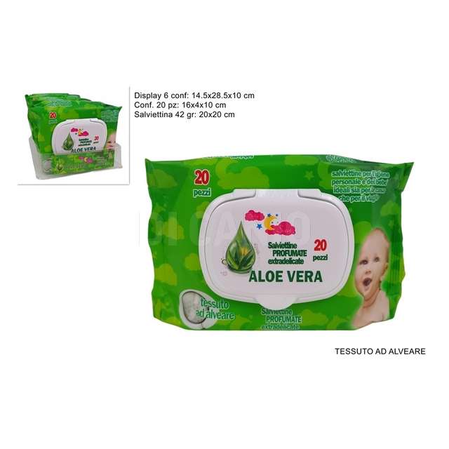 Salviettine detergenti 20 pz 42 gr. aloe vera - Principale