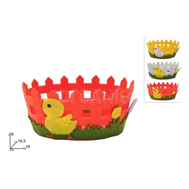 Cestino feltro pasquale ovale cm.19x16.5 3 colori - Principale