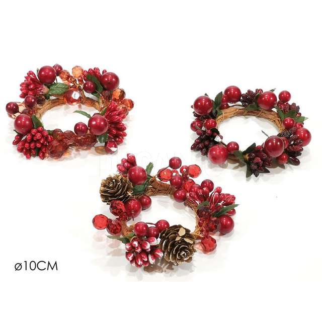 Girocandela con perle rosso 10cm 3 ass. - Principale