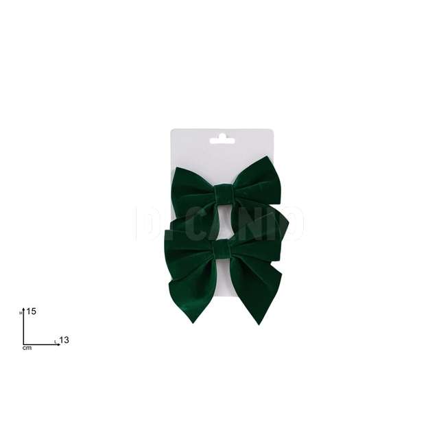 Fiocco 13x15 cm set 2 pezzi effetto velluto verde - Principale