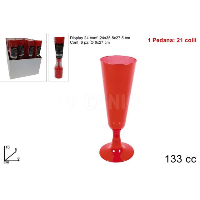 Flut plastica set 6 pz rosso - Principale