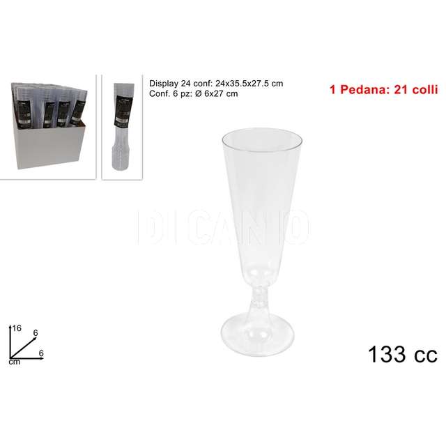 Flute plastica 6 pz. displ trasparenteolore trasparente - Principale
