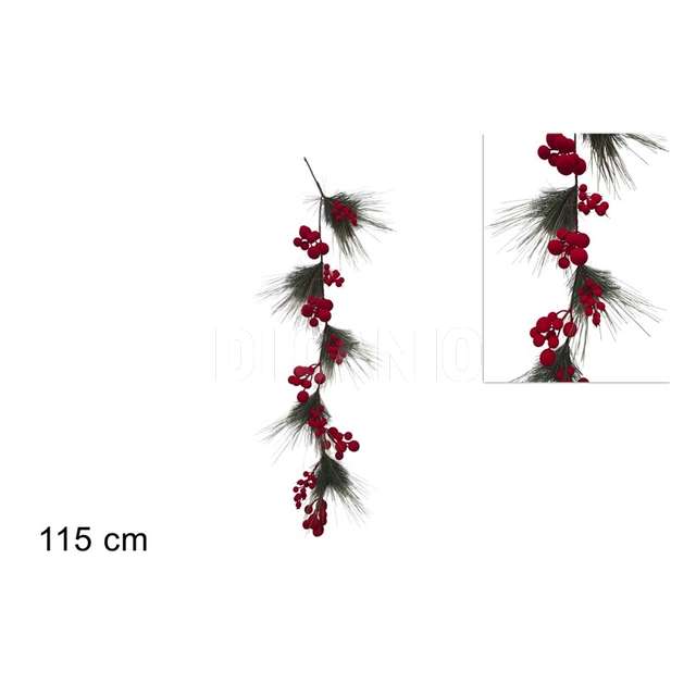 Ghirlanda 115cm effetto velluto rosso - Principale