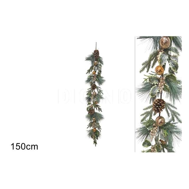 Ghirlanda 150cm c foglie e palline ororo - Principale